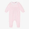 Babidu Girls Pink Smocked Cotton Babygrow