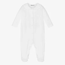 Babidu Girls White Cotton Babygrow