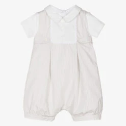 Beatrice & George Beige Stripe Cotton Baby Shortie