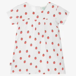 Boboli Baby Girls White Cotton Apples Dress