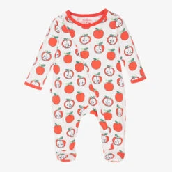 Boboli Girls White & Red Cotton Apple Babygrow