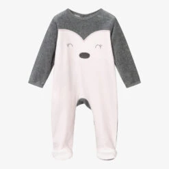 Boboli Pink Penguin Velour Babygrow