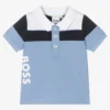 BOSS Baby Boys Blue Cotton Logo Polo Shirt