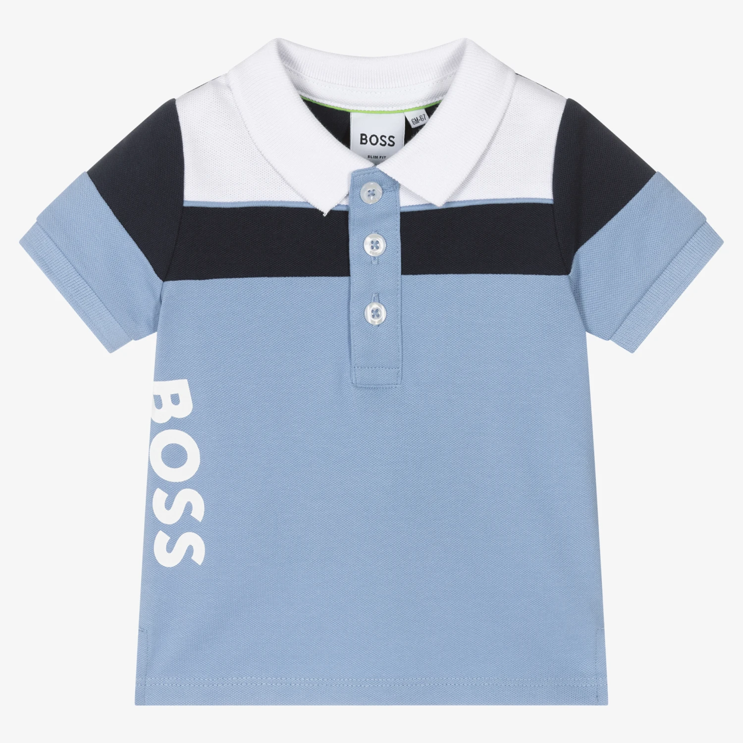 BOSS Baby Boys Blue Cotton Logo Polo Shirt 1 BOSS Baby Boys Blue Cotton Logo Polo Shirt