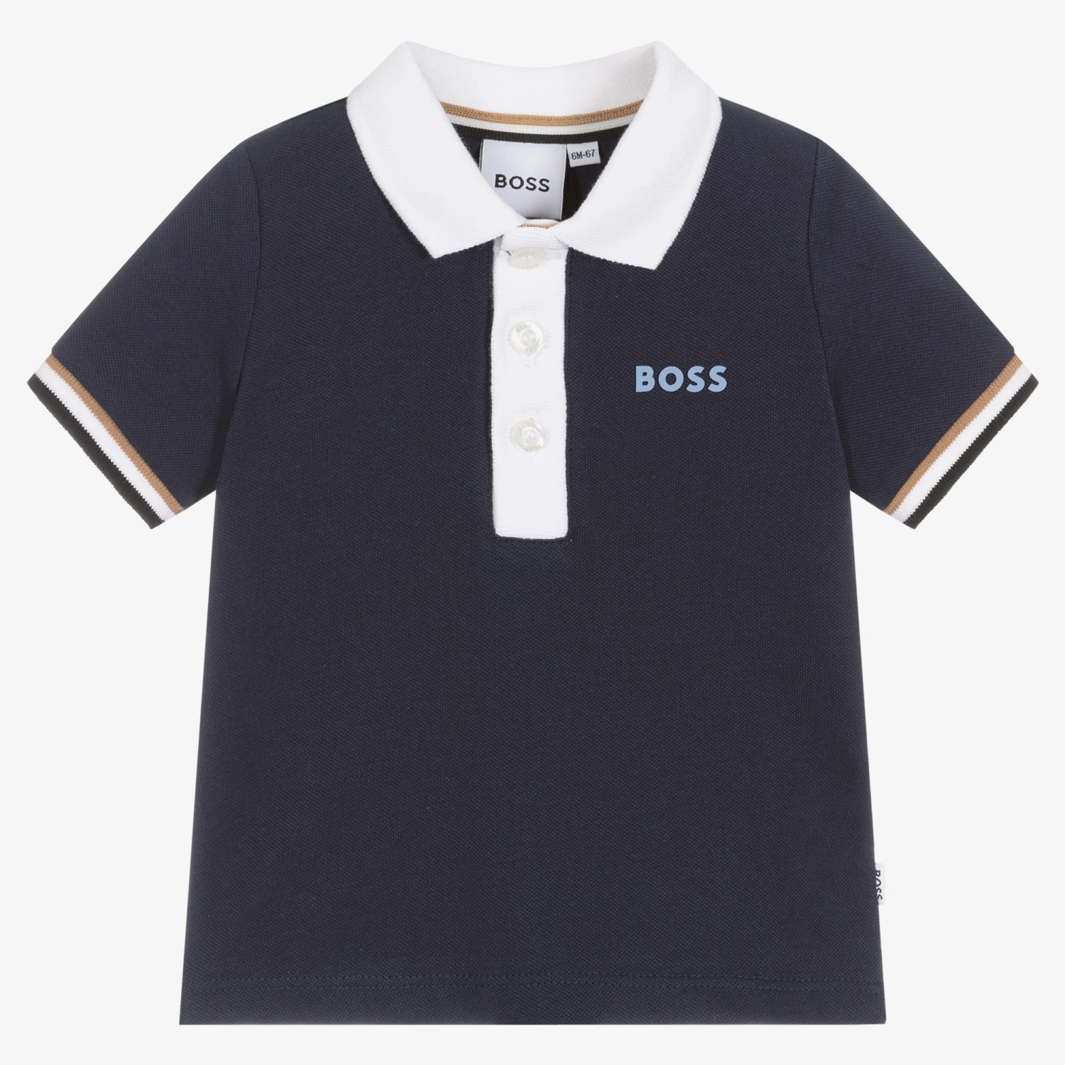 BOSS Baby Boys Blue Cotton Piqué Logo Polo Shirt 1 BOSS Baby Boys Blue Cotton Piqué Logo Polo Shirt