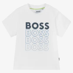 BOSS Baby Boys White Gradient Logo Cotton T-Shirt