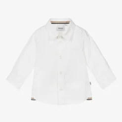 BOSS Baby Boys White Oxford Cotton Logo Shirt