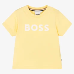 BOSS Baby Boys Yellow Cotton Logo T-Shirt