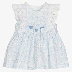 Caramelo Kids Baby Girls Blue & White Floral Dress
