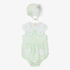 Caramelo Kids Baby Girls Green Shortie & Bonnet Set
