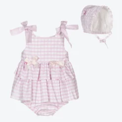 Caramelo Kids Girls Pink Gingham Dress Set