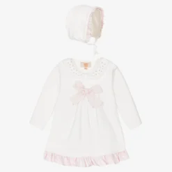 Caramelo Kids Ivory Velour Dress Set