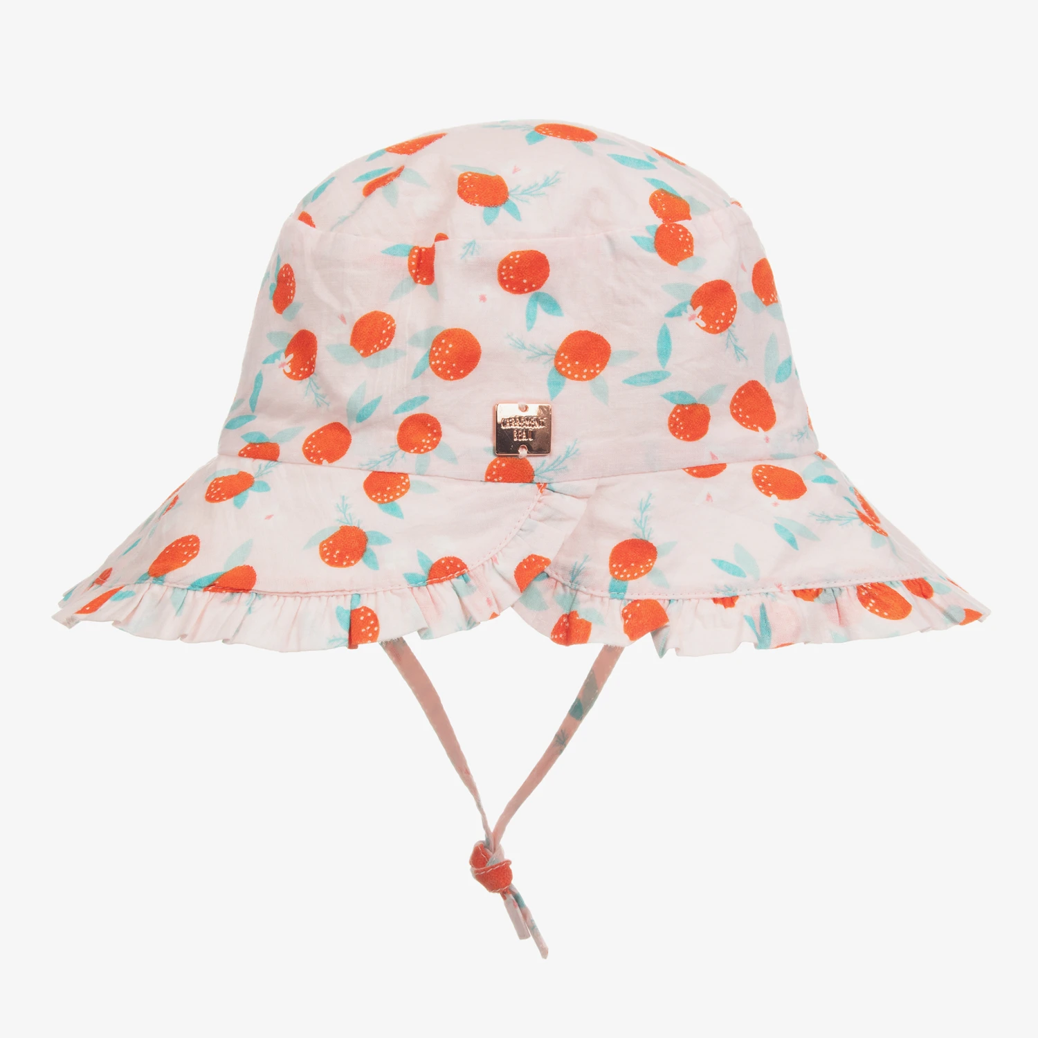 Carrement Beau Carrément Beau Baby Girls Pink Cotton Sun Hat 2 Carrement Beau Carrément Beau Baby Girls Pink Cotton Sun Hat - Image 2