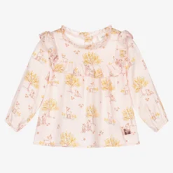 Carrement Beau Carrément Beau Pink Floral Deer Ruffle Blouse