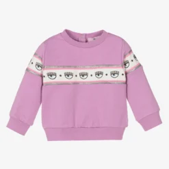 Chiara Ferragni Kids Baby Girls Purple Sweatshirt