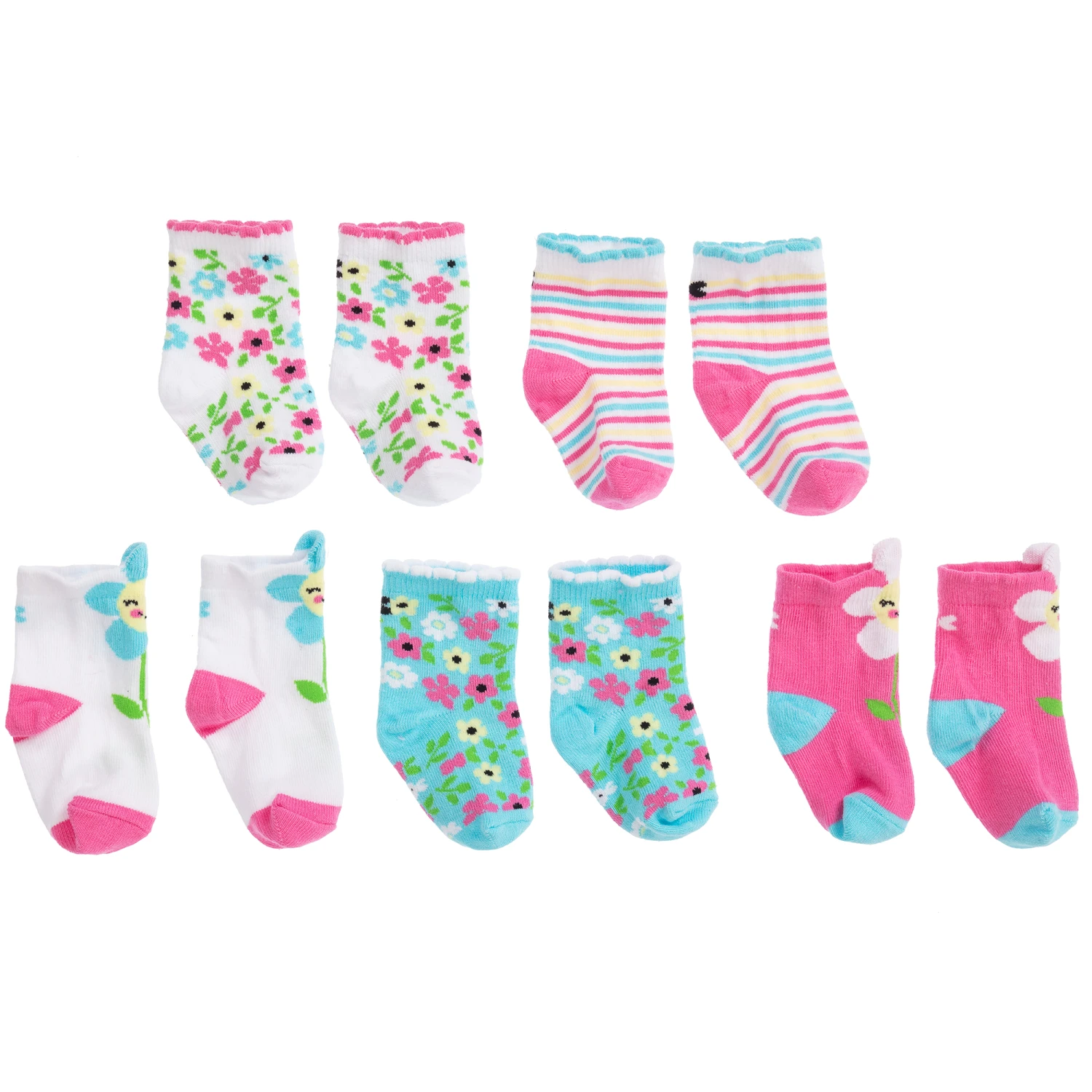 Cucamelon Floral Cotton Socks (5 Pairs) 3 Cucamelon Floral Cotton Socks (5 Pairs) - Image 3