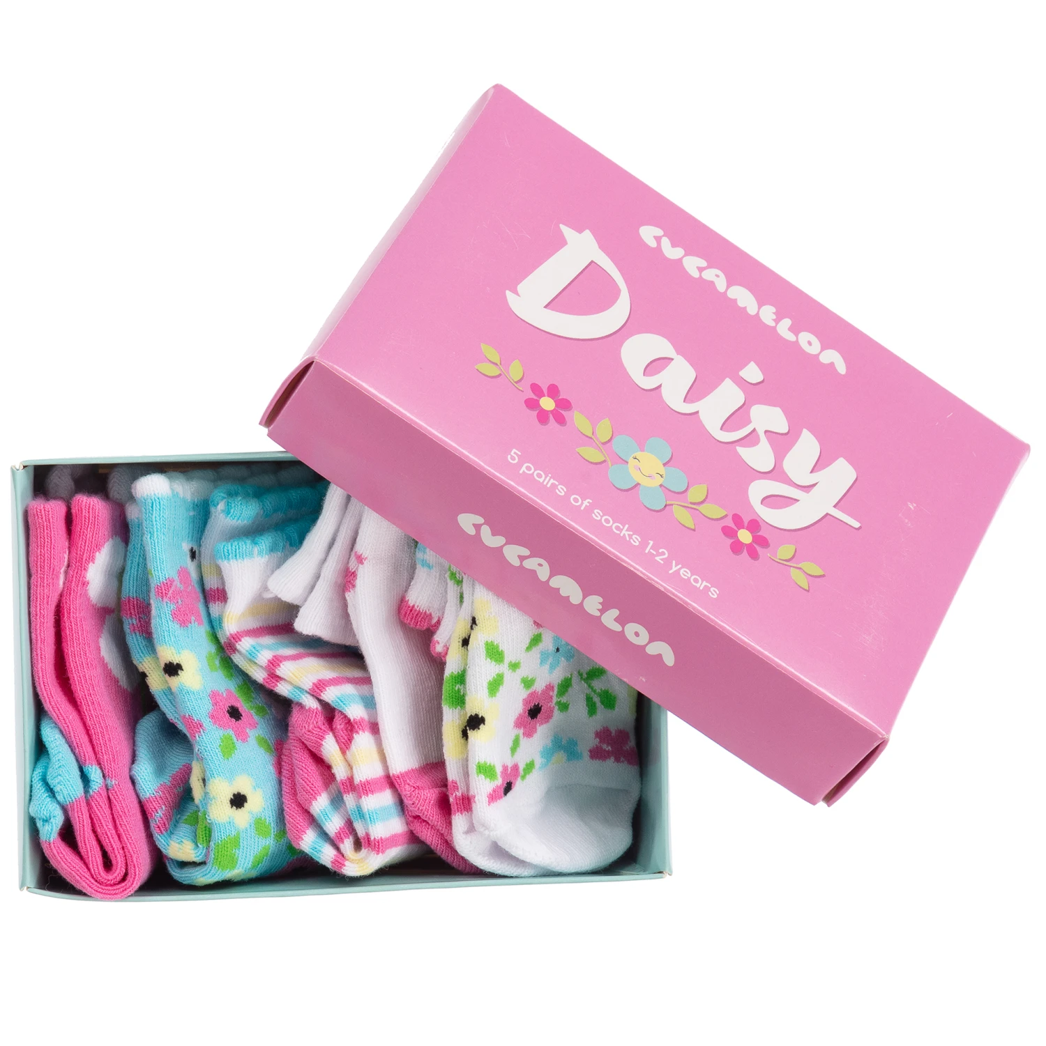 Cucamelon Floral Cotton Socks (5 Pairs) 2 Cucamelon Floral Cotton Socks (5 Pairs) - Image 2