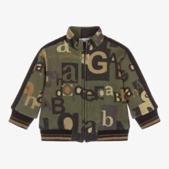 Dolce & Gabbana Baby Boys Green Logo Zip-Up Top