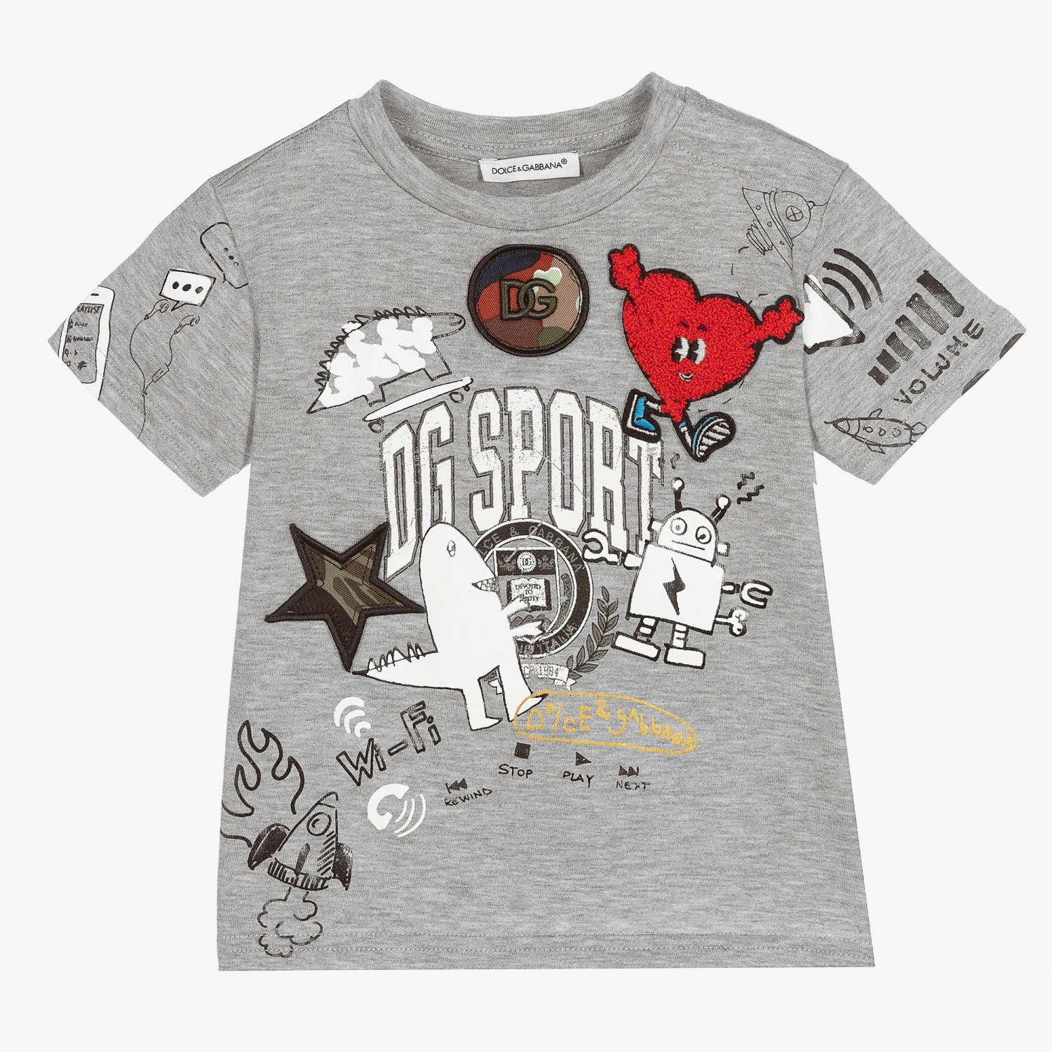 Dolce & Gabbana Baby Boys Grey Logo T-Shirt 1 Dolce & Gabbana Baby Boys Grey Logo T-Shirt