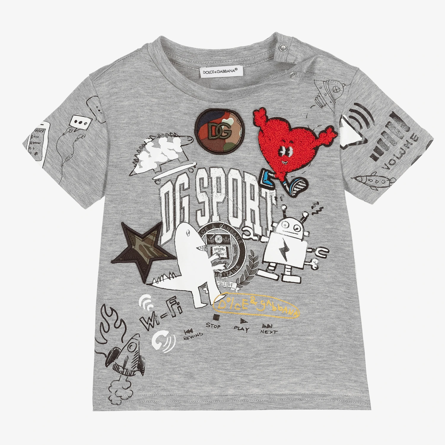 Dolce & Gabbana Baby Boys Grey Logo T-Shirt 3 Dolce & Gabbana Baby Boys Grey Logo T-Shirt - Image 3