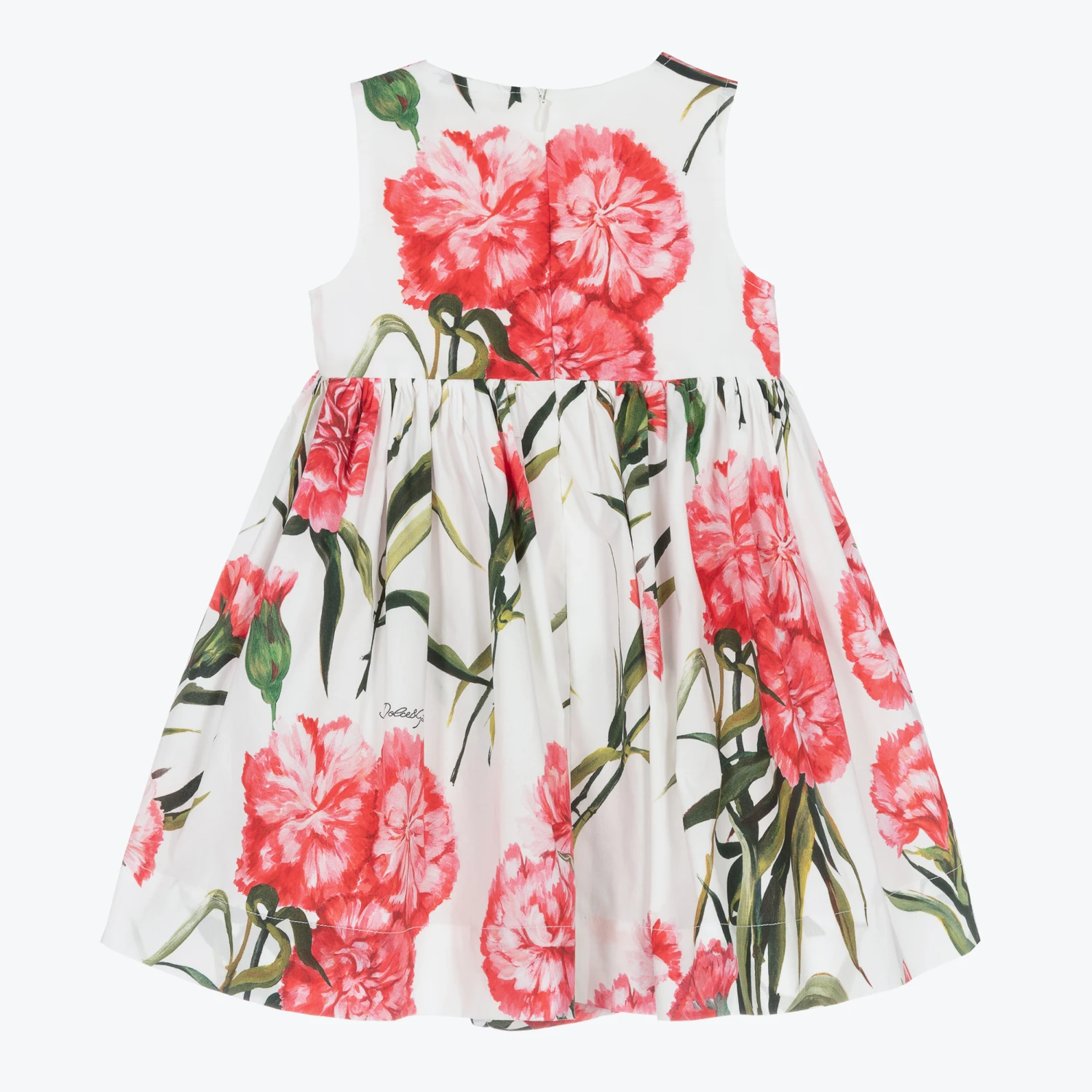 Dolce & Gabbana Baby Girls White Carnation Cotton Dress 2 Dolce & Gabbana Baby Girls White Carnation Cotton Dress - Image 2