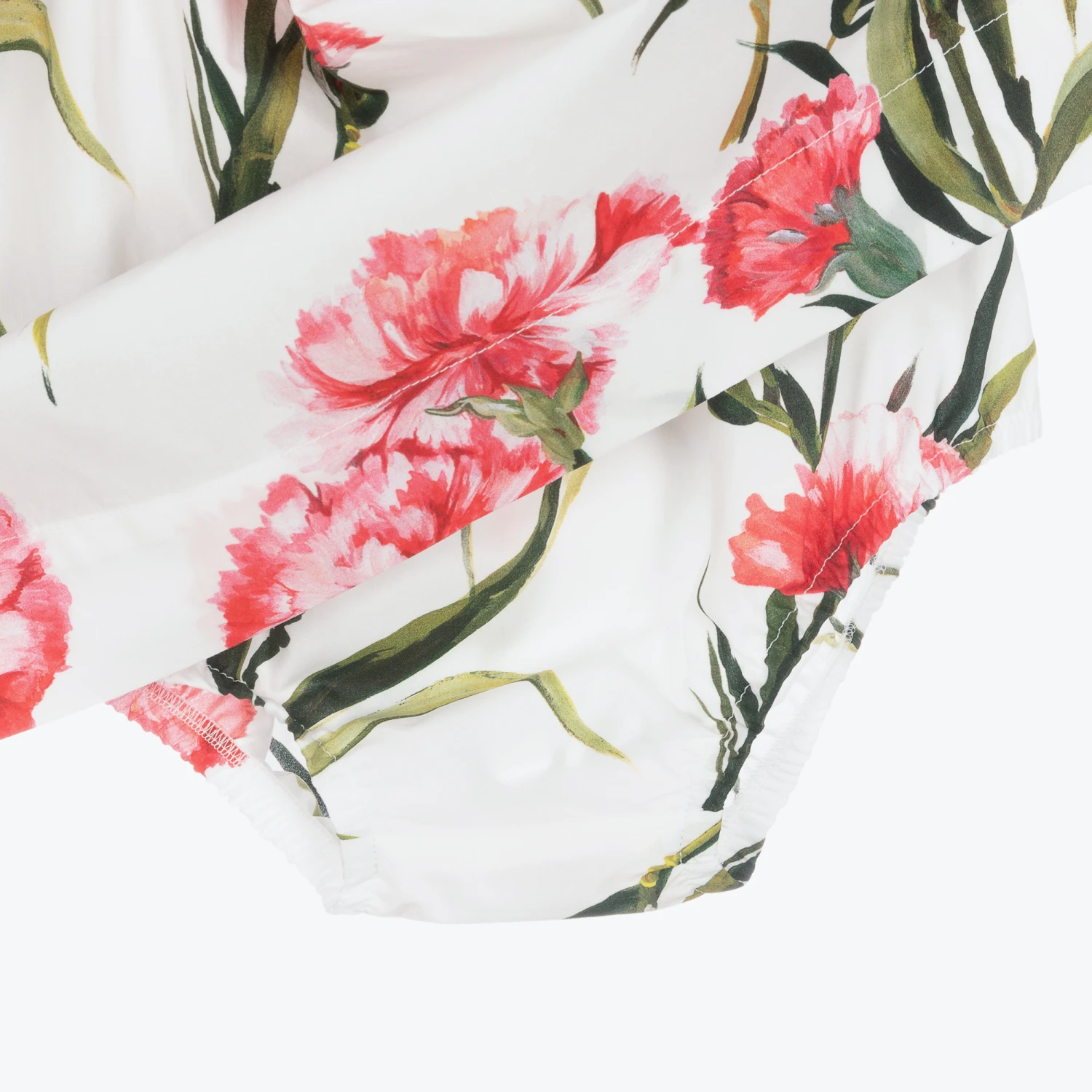 Dolce & Gabbana Baby Girls White Carnation Cotton Dress 3 Dolce & Gabbana Baby Girls White Carnation Cotton Dress - Image 3