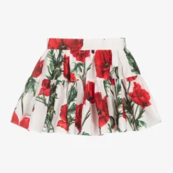 Dolce & Gabbana Baby Girls White Poppy Logo Skirt