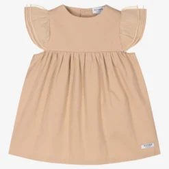 Donsje Baby Girls Beige Organic Cotton Dress