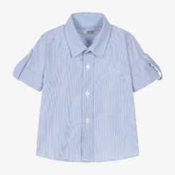 Dr. Kid Baby Boys Blue & White Stripe Cotton Shirt