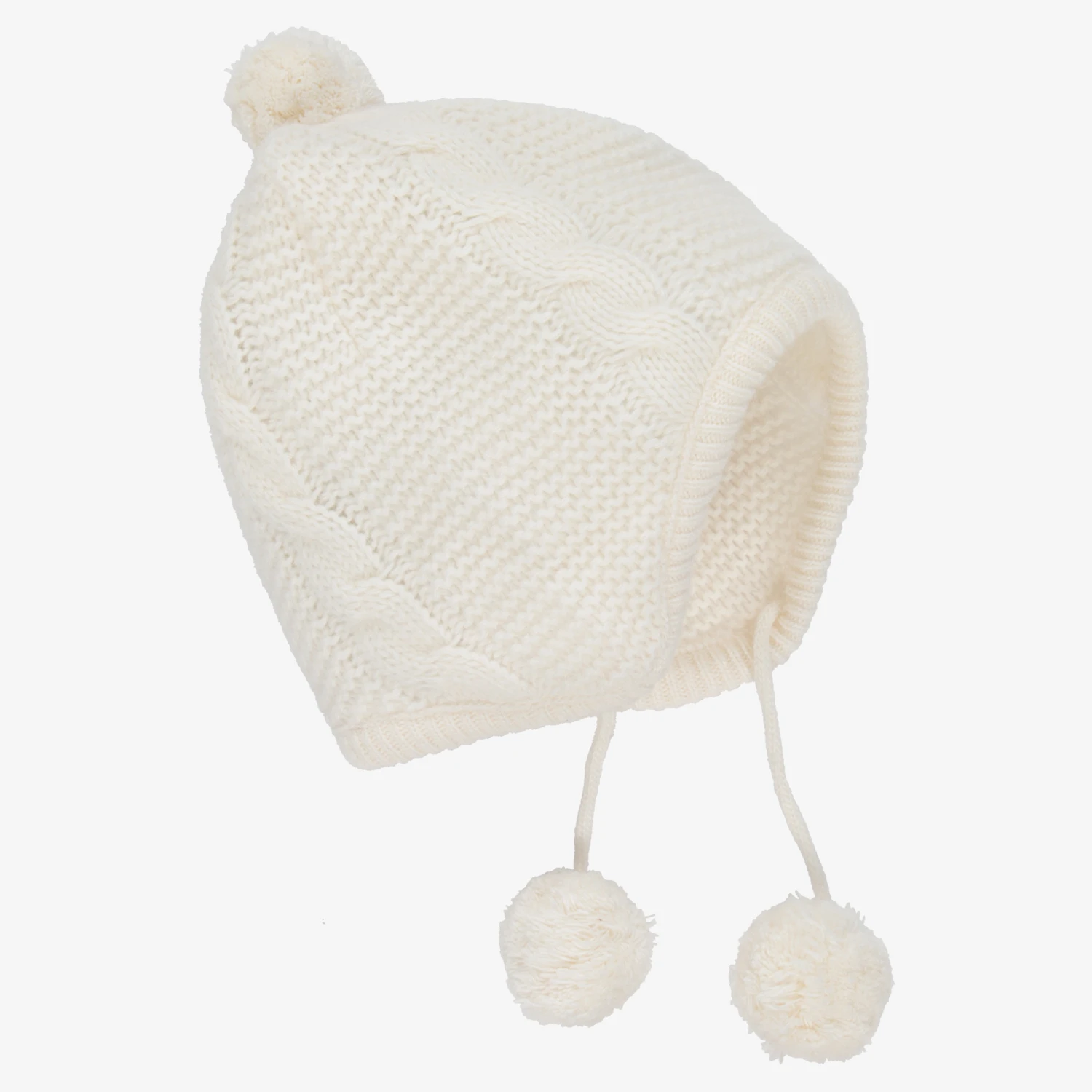 Dr. Kid Baby Girls Ivory Knitted Hat 2 Dr. Kid Baby Girls Ivory Knitted Hat - Image 2