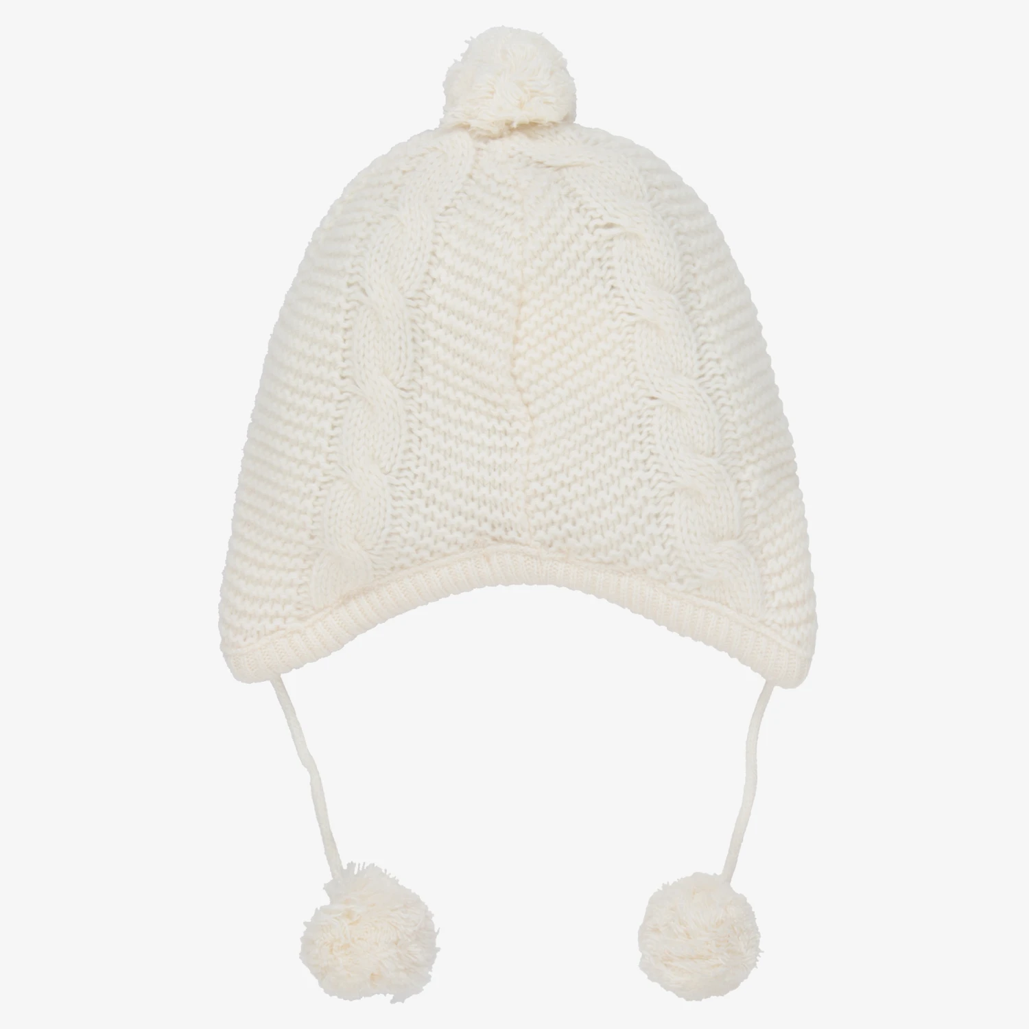 Dr. Kid Baby Girls Ivory Knitted Hat 3 Dr. Kid Baby Girls Ivory Knitted Hat - Image 3