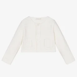 Dr. Kid White Wool Blend Baby Cardigan