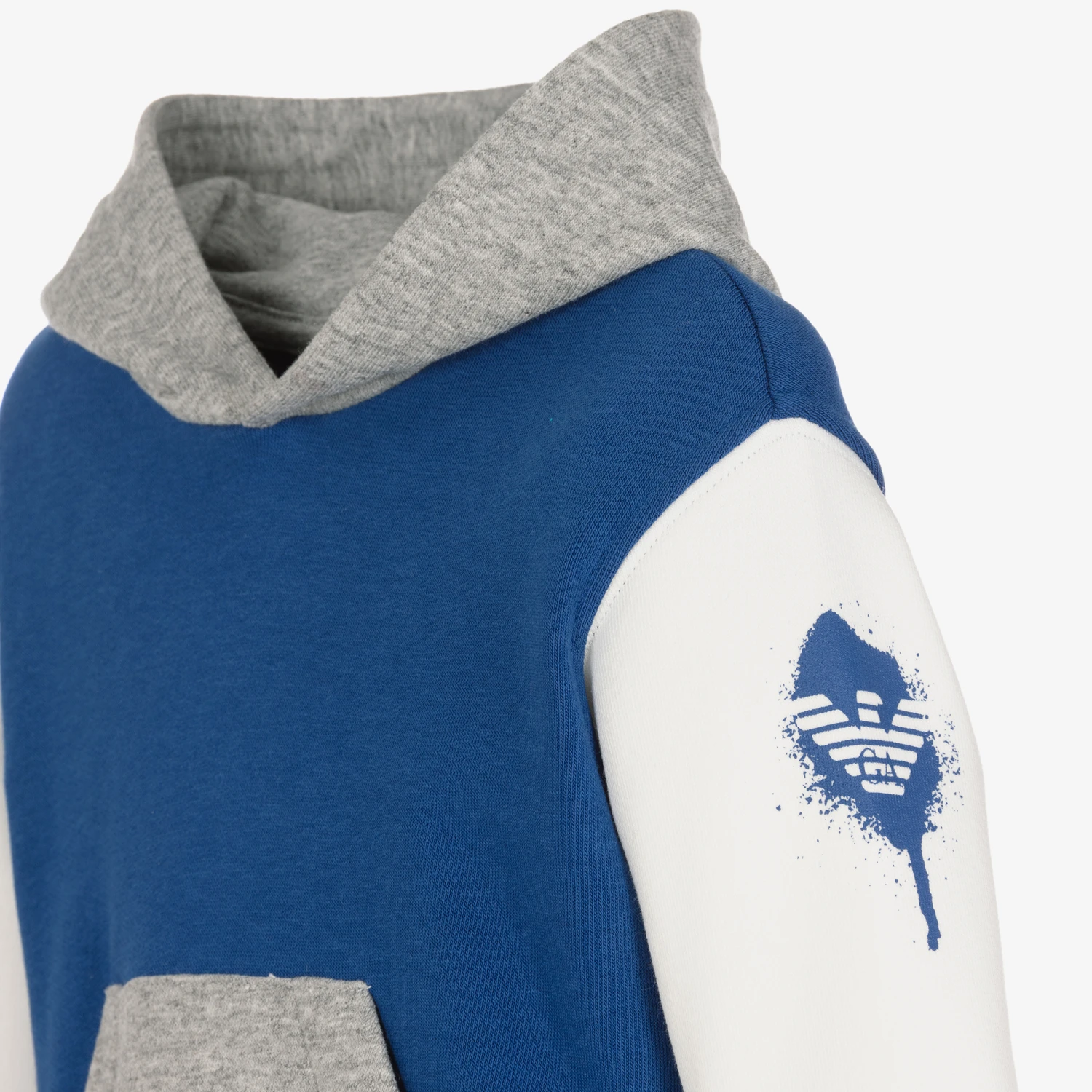 Emporio Armani Baby Boys Blue Colourblock Hoodie 3 Emporio Armani Baby Boys Blue Colourblock Hoodie - Image 3