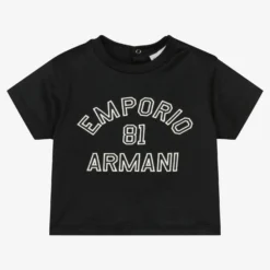 Emporio Armani Baby Boys Navy Blue Lyocell T-Shirt