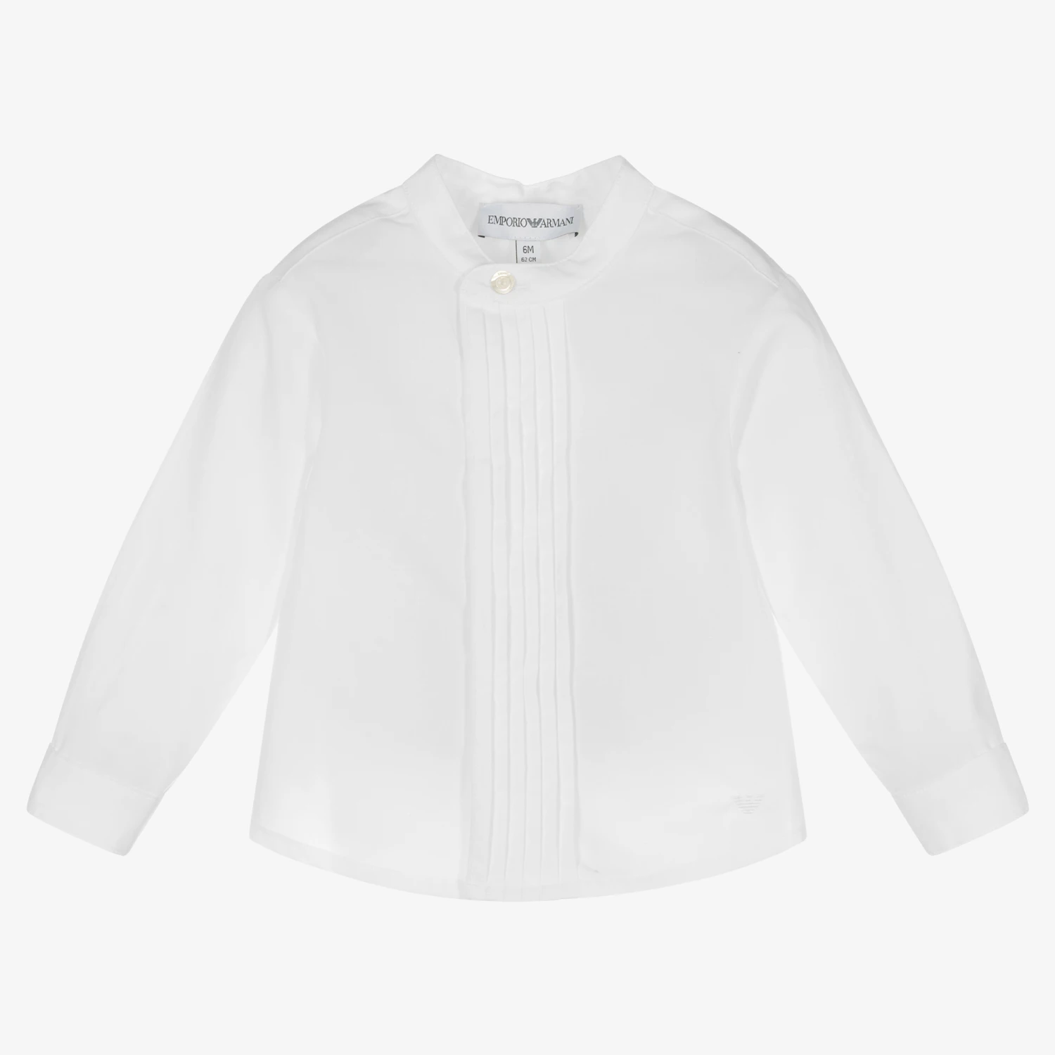 Emporio Armani Baby Boys White Cotton Poplin Shirt 1 Emporio Armani Baby Boys White Cotton Poplin Shirt
