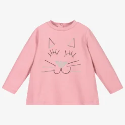 Emporio Armani Baby Girls Pink Logo Cat Top