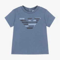 Emporio Armani Blue Cotton Logo Baby T-Shirt