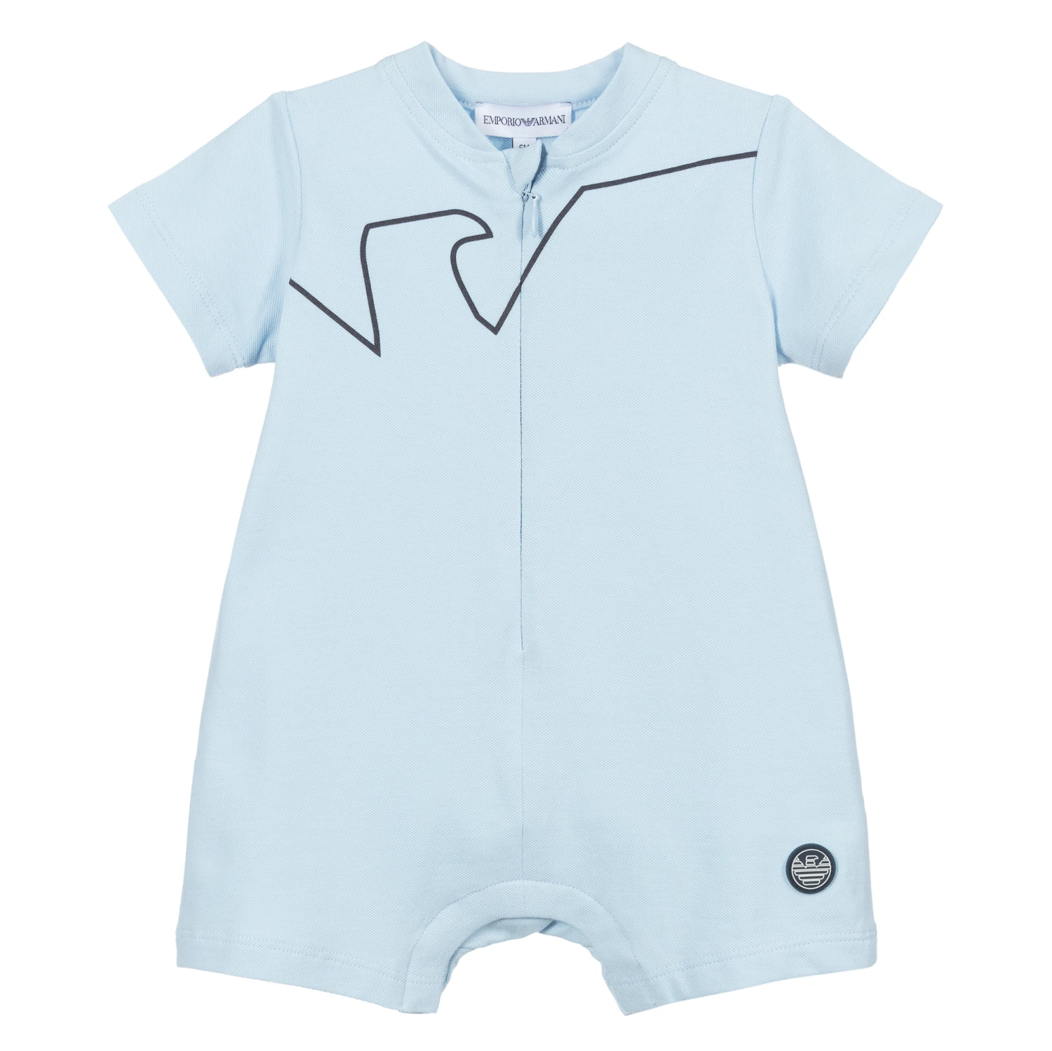 Emporio Armani Blue Cotton Piqué Shortie 1 Emporio Armani Blue Cotton Piqué Shortie