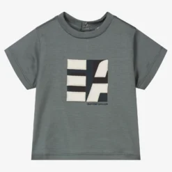 Emporio Armani Blue Grey Logo Baby T-Shirt