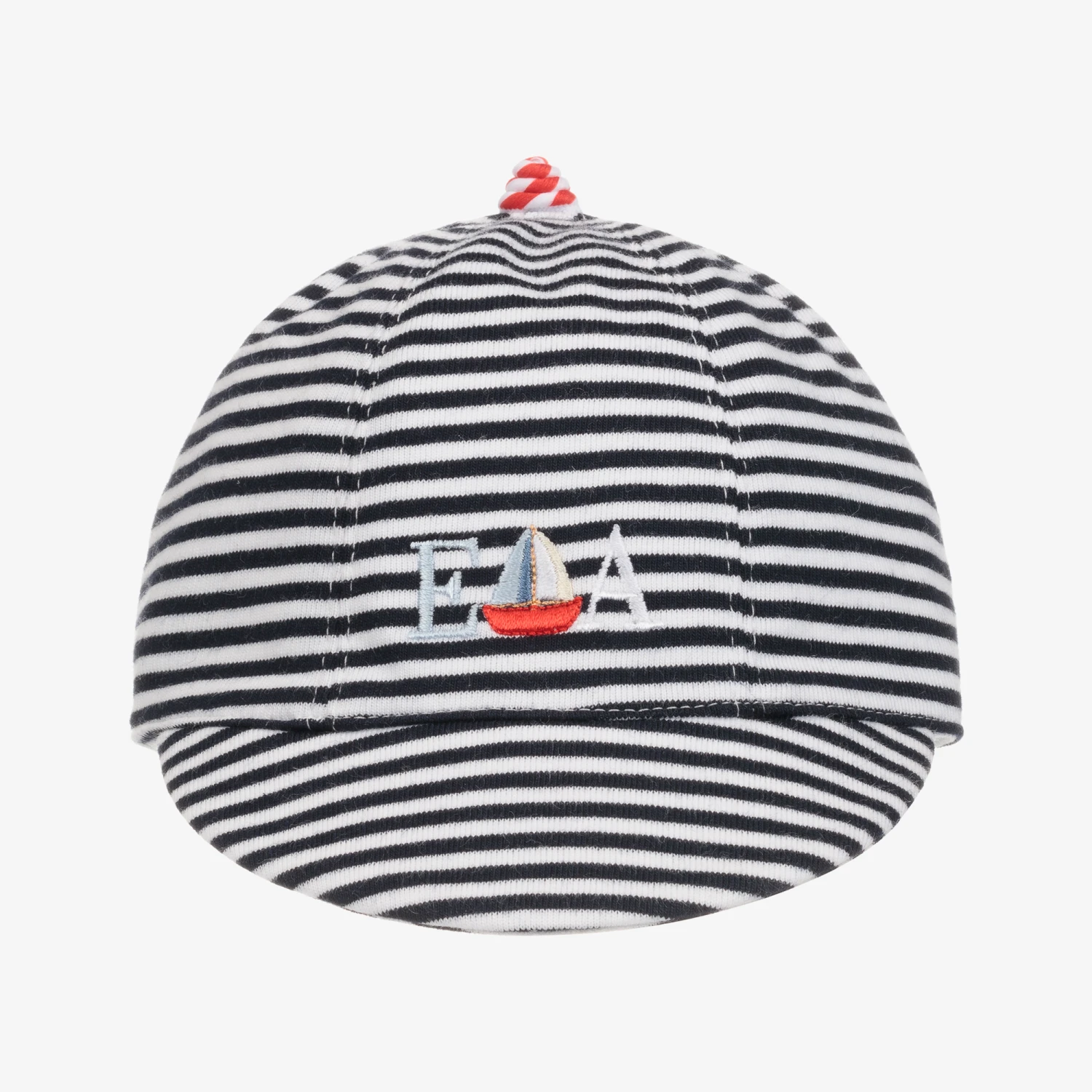 Emporio Armani Blue & White Striped Baby Cap 2 Emporio Armani Blue & White Striped Baby Cap - Image 2