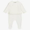 Emporio Armani Ivory Velour & Jersey Babygrow