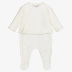 Emporio Armani Ivory Velour & Jersey Babygrow