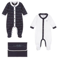 Emporio Armani Navy Blue & White Babysuit Set