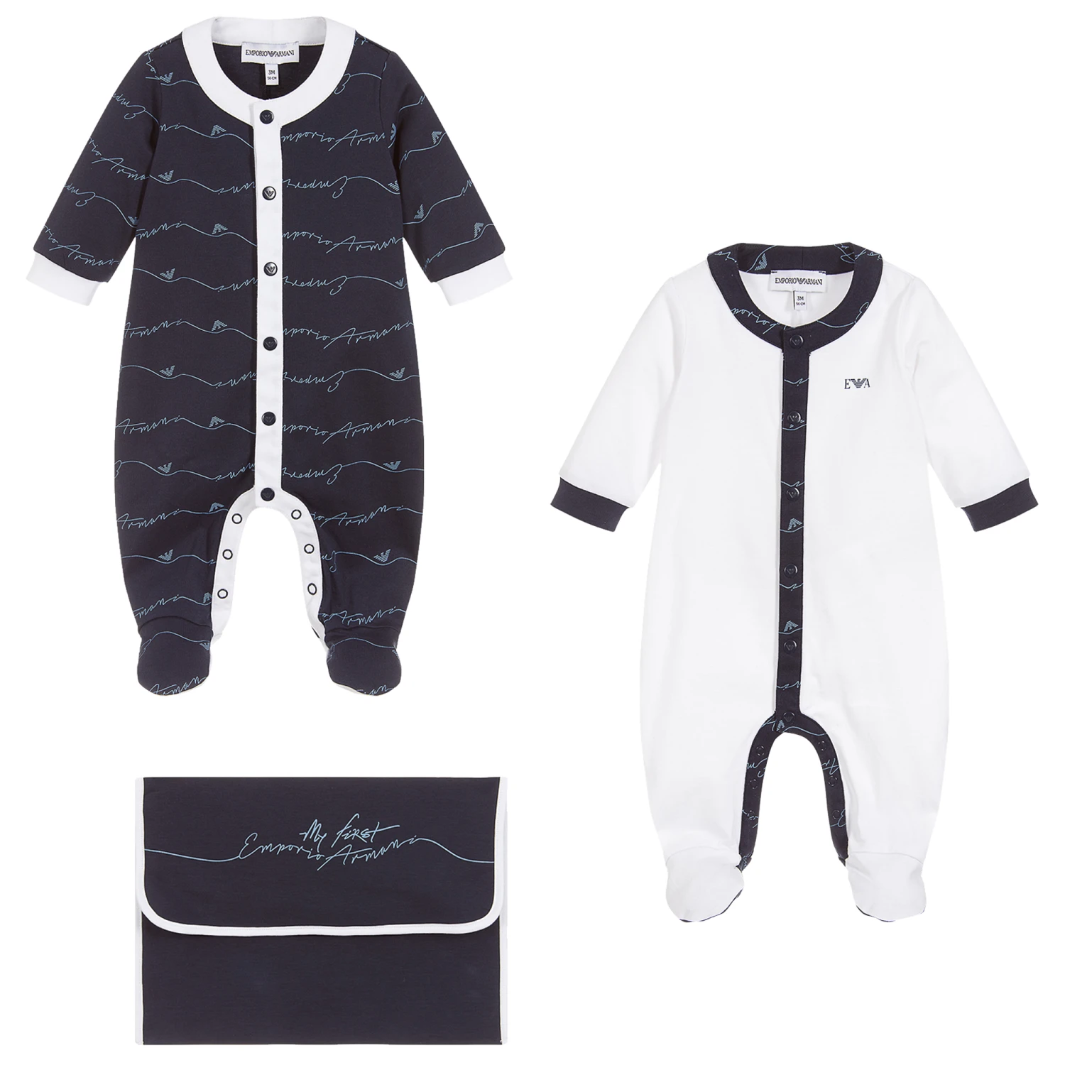 Emporio Armani Navy Blue & White Babysuit Set 1 Emporio Armani Navy Blue & White Babysuit Set