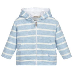 Everything Must Change Blue Striped Hooded Zip-Up Top