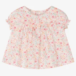 Fina Ejerique Baby Girls Pink Cotton Floral Blouse