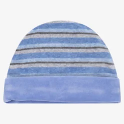 FS Baby Baby Boys Blue Striped Cotton Velour Hat