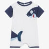 FS Baby Baby Boys White & Blue Cotton Shortie