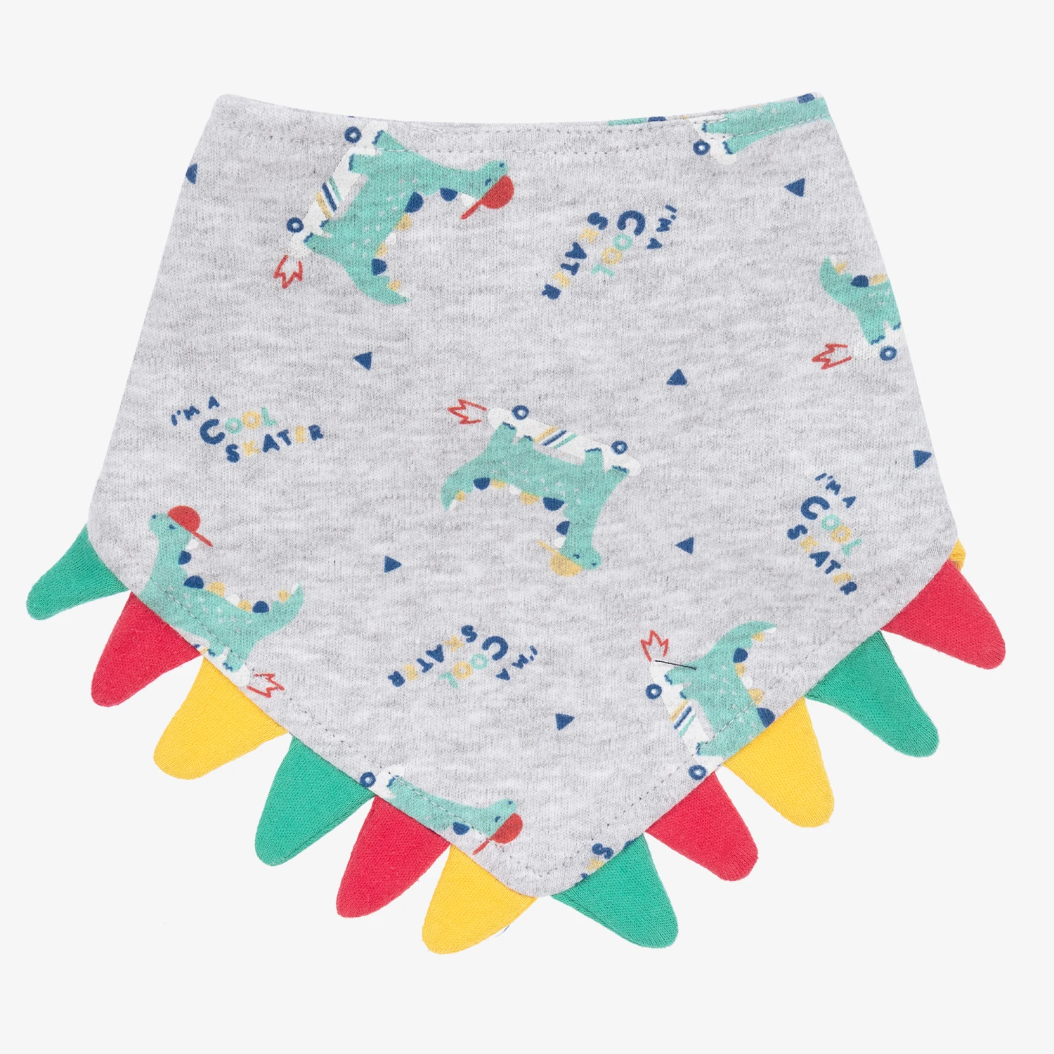 FS Baby Boys Grey Cotton Dinosaur Print Bib 1 FS Baby Boys Grey Cotton Dinosaur Print Bib