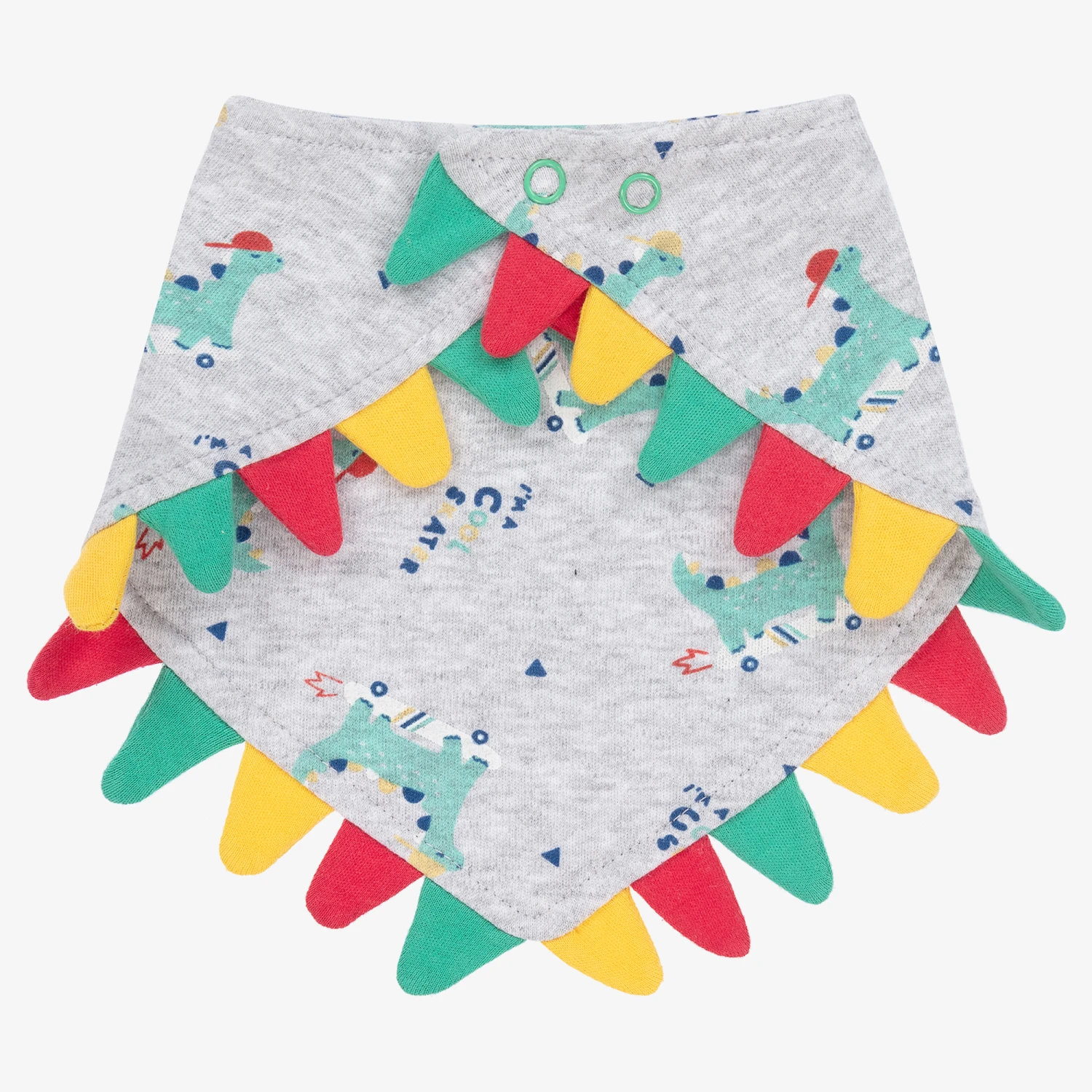FS Baby Boys Grey Cotton Dinosaur Print Bib 2 FS Baby Boys Grey Cotton Dinosaur Print Bib - Image 2